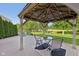 Enjoy outdoor living in this backyard gazebo complete with patio furniture and lush green scenery at 9840 N Anchor Bnd, McCordsville, IN 46055