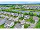 An aerial view of a neighborhood showcasing a serene lake and lush greenery, perfect for families at 10306 Mcclain Dr, Brownsburg, IN 46112