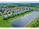 An aerial view featuring a pond in the heart of a neighborhood with scenic trees and well-spaced homes at 10306 Mcclain Dr, Brownsburg, IN 46112