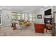 Cozy living room with large windows, comfortable seating, and a fireplace at 15047 Glenmoor Cir, Carmel, IN 46033