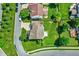 Overhead view of a home with a spacious backyard, complemented by a neatly paved driveway and lush green surroundings at 16138 Palmyra Green, Westfield, IN 46074