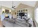 Comfortable living room featuring a fireplace, built-in shelves, and vaulted ceilings at 16550 Gleneagles Ct, Noblesville, IN 46060