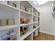 Spacious walk in pantry with custom shelving at 16550 Gleneagles Ct, Noblesville, IN 46060