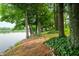 Scenic lakeside view framed by lush green trees and foliage at 3695 Windsor Pl, Martinsville, IN 46151