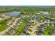 Picturesque aerial shot of a residential neighborhood with a lake, lush trees, and well-maintained homes at 4416 Eaglecrest Pl, Zionsville, IN 46077