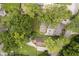 High angle aerial view showcasing property location among mature trees and neighborhood at 5110 S State Ave, Indianapolis, IN 46227