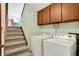 Convenient laundry room with washer, dryer, storage cabinets and access to the upper level at 5236 Daniel Dr, Indianapolis, IN 46226