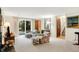 Bright living room with a sliding glass door, plush seating, and access to the backyard at 5236 Daniel Dr, Indianapolis, IN 46226