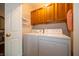 Well-equipped laundry room featuring a washer, dryer, and plenty of storage space at 5352 Steinmeier N Dr, Indianapolis, IN 46220