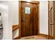 Entryway with beautiful front door featuring a stained glass window at 5677 Carrollton Ave, Indianapolis, IN 46220