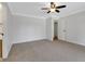 Carpeted bedroom featuring crown molding, ceiling fan, and neutral walls at 716 Royal Troon Ct, Avon, IN 46123
