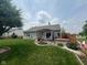 Backyard showcasing a patio, hot tub, fire pit, and a lush green lawn, perfect for outdoor living at 7175 Oakview Dr, Avon, IN 46123