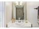 Bathroom vanity featuring a white countertop, a sink, and a mirror at 7766 Jamestown S S Dr, Fishers, IN 46038