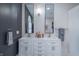 Elegant bathroom featuring double vanity, modern fixtures, and stylish mirrors at 8703 Gordonshire Dr, Indianapolis, IN 46278