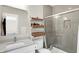 This bathroom features a ladder shelf and a water closet with a glass door at 13613 Lake Ridge Ln, McCordsville, IN 46055