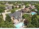 Aerial view showcasing the backyard oasis with pool, playground, and spacious yard at 13888 Smokey Ridge Dr, Carmel, IN 46033