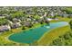 Great aerial view of community pond and pool at 16802 Oak Manor Dr, Westfield, IN 46074
