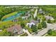 Areal view of home with a community pool, and a serene pond at 16802 Oak Manor Dr, Westfield, IN 46074
