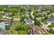Neighborhood aerial showcasing community layout, lush landscaping, and pond at 16802 Oak Manor Dr, Westfield, IN 46074