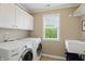 This laundry room features a window for natural light, and a utility sink for handwashing clothes at 16802 Oak Manor Dr, Westfield, IN 46074