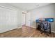 Bedroom features hardwood floors, closet and a desk with dual monitors at 17357 Austrian Pine Way, Westfield, IN 46074