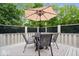 Inviting deck with outdoor seating area, umbrella, and privacy lattice; great for entertaining at 2818 Locust Dr, Indianapolis, IN 46227