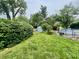 Large backyard with above ground pool, shed, and plenty of space at 2833 Desoto Way, Columbus, IN 47203