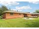View of the backyard, with a well-maintained lawn, a patio, and a fire pit for entertaining guests at 418 Dunbar Dr, Indianapolis, IN 46229