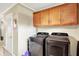 A practical laundry room with modern washer and dryer units at 7455 W 700 N, Fairland, IN 46126