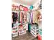 Organized walk-in closet featuring wire shelving, hanging clothes and storage bins at 7546 Kidwell Dr, Indianapolis, IN 46239