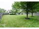 Large, fenced in backyard featuring large grassy area and shade trees at 12157 Longstraw Dr, Indianapolis, IN 46236