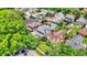 Aerial shot showcasing the lush tree coverage around a home set amongst a diverse neighborhood setting at 140 W Hampton Dr, Indianapolis, IN 46208