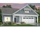 Charming one-story home with blue siding, white trim, covered porch and attached garage, great curb appeal at 14844 Higgins Dr, Westfield, IN 46074