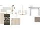 An assortment of interior materials for the kitchen: countertop, sink faucet, chandelier, fireplace, and cabinets at 14844 Higgins Dr, Westfield, IN 46074