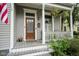 Inviting front porch with a wooden door, decorative plants, and well-maintained railings at 1512 Bellefontaine St, Indianapolis, IN 46202
