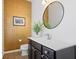 Stylish half bathroom with modern fixtures and decorative mirror at 1655 Avondale Dr, Westfield, IN 46074