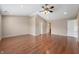 Open living area with hardwood floors, neutral paint, recessed lighting, and vaulted ceilings at 16956 Fulton Pl, Westfield, IN 46074