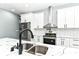 The kitchen has modern appliances, white cabinets, stainless steel hood, and subway tile backsplash at 1723 Fletcher Ave, Indianapolis, IN 46203