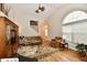 Spacious living room with high ceilings, large windows, and hardwood floors at 2805 Rylee Ct, Greenwood, IN 46143