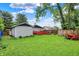 Expansive backyard featuring lush green space, patio, seating, and serene atmosphere at 2832 Hillside Ave, Indianapolis, IN 46218