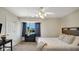 Bedroom featuring a full bed, hammock chair, and a view of the backyard at 318 Meadowview Ln, Greenwood, IN 46142