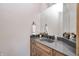 Powder room with gray granite countertop at 4181 Whitetail Woods Dr, Bargersville, IN 46106