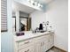 Bathroom featuring a large mirror, vanity, and modern features at 4181 Whitetail Woods Dr, Bargersville, IN 46106