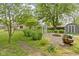 Serene backyard with lush greenery, a fire pit, and a shed, perfect for outdoor living at 4718 Dancer Dr, Indianapolis, IN 46237