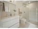Contemporary bathroom with sleek vanity, glass-enclosed shower, and modern tile work at 5946 Stafford Way, Indianapolis, IN 46228