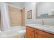 Bright bathroom features a tub and shower combo with updated vanity at 745 Ridge Gate Dr, Brownsburg, IN 46112