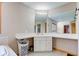 Bathroom vanity area with a large mirror and good storage at 8371 N 400 W, Fairland, IN 46126