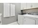 Well-equipped laundry room featuring modern white appliances and convenient storage cabinets at 12594 Pasco St, Fishers, IN 46038