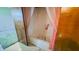 Bathroom with a tub/shower combo featuring a pink curtain at 3215 E 10Th St, Anderson, IN 46012