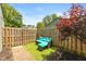 Cozy fenced-in backyard seating area with artificial turf and lush foliage providing privacy at 4965 Hawthorne Way, Avon, IN 46123